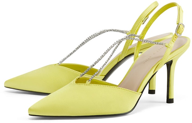 CHARLES&KEITH 半寶石鏈條飾高跟涼鞋 女款 芥末黃色 Order CHARLES&KEITH 半寶石鏈條飾高跟涼鞋 女款 芥末黃色