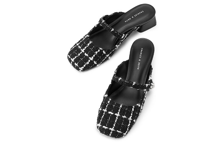 Sizing (W) CHARLES & KEITH Sandal Tumit Blok Kulit 'Fashionable Comfort Slides' CK1-60361425
