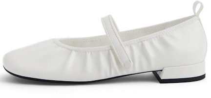 (Women) CHARLES & KEITH Mary Jane Flats 'White Ruched' CK1-70360134_WHITE (Women) CHARLES & KEITH Mary Jane Flats 'White Ruched' CK1-70360134_WHITE