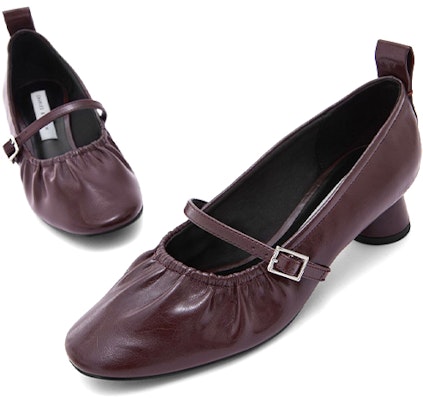 (W) CHARLES & KEITH Sepatu Heels Mary Jane 'Burgundy Ruched' CK1-60580210_BURGUNDY Shop (W) CHARLES & KEITH Sepatu Heels Mary Jane 'Burgundy Ruched' CK1-60580210_BURGUNDY