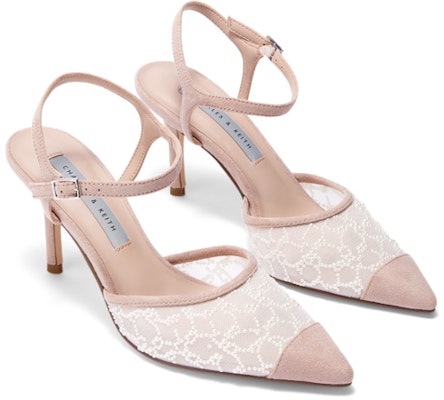 (Women) CHARLES & KEITH Mesh Ankle Strap Pointed Toe Pumps '8cm Heel' CK1-60280374-1 Details for (Women) CHARLES & KEITH Mesh Ankle Strap Pointed Toe Pumps '8cm Heel' CK1-60280374-1