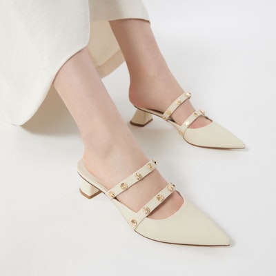 (Women) CHARLES & KEITH Metal Accent Pointed Toe Block Heel Mules 'Beige' CK1-61720134 Shop (Women) CHARLES & KEITH Metal Accent Pointed Toe Block Heel Mules 'Beige' CK1-61720134