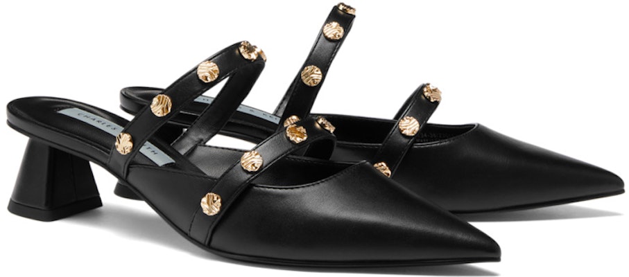 (Women) CHARLES & KEITH Metal Accent Pointed Toe Block Heel Mules 'Beige' CK1-61720134 Details for (Women) CHARLES & KEITH Metal Accent Pointed Toe Block Heel Mules 'Beige' CK1-61720134