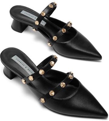 (Women) CHARLES & KEITH Metal Accent Pointed Toe Block Heel Mules 'Beige' CK1-61720134 Sizing (Women) CHARLES & KEITH Metal Accent Pointed Toe Block Heel Mules 'Beige' CK1-61720134