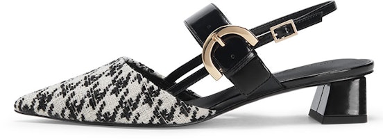(Women) CHARLES & KEITH Metal Buckle Pointed-Toe Block Heel 'Mixed Colors' CK1-60580246_MULTI (Women) CHARLES & KEITH Metal Buckle Pointed-Toe Block Heel 'Mixed Colors' CK1-60580246_MULTI