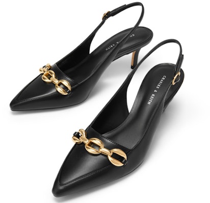 (W) CHARLES & KEITH Tumit Tinggi Runcing dengan Hiasan Rantai Metalik '6.1cm Tumit' CK1-60361445 1