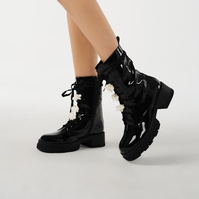 (Women) CHARLES & KEITH Patent Leather Chunky Sole Boots 'Slim Martin' CK1-90920110 Shop (Women) CHARLES & KEITH Patent Leather Chunky Sole Boots 'Slim Martin' CK1-90920110