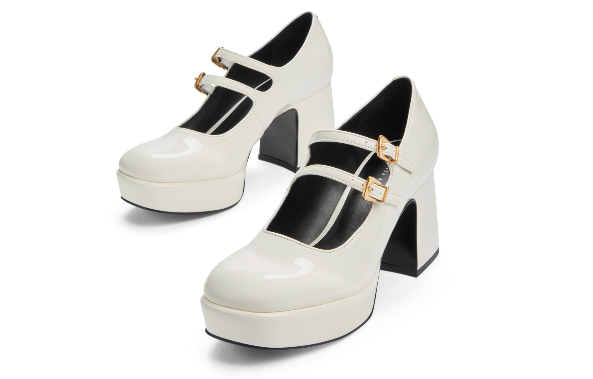 Sizing CHARLES＆KEITH 漆皮流行休閒高跟鞋 7.5cm 女款