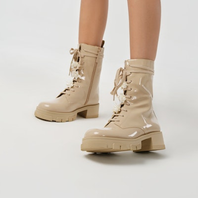 (Women) CHARLES & KEITH Patent Leather Chunky Sole Boots 'Slim Martin' CK1-90920110 Cheap (Women) CHARLES & KEITH Patent Leather Chunky Sole Boots 'Slim Martin' CK1-90920110