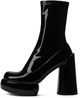 (Women) CHARLES & KEITH Patent Slim Boot 'Chunky Heel High' CK1-90360397 (Women) CHARLES & KEITH Patent Slim Boot 'Chunky Heel High' CK1-90360397