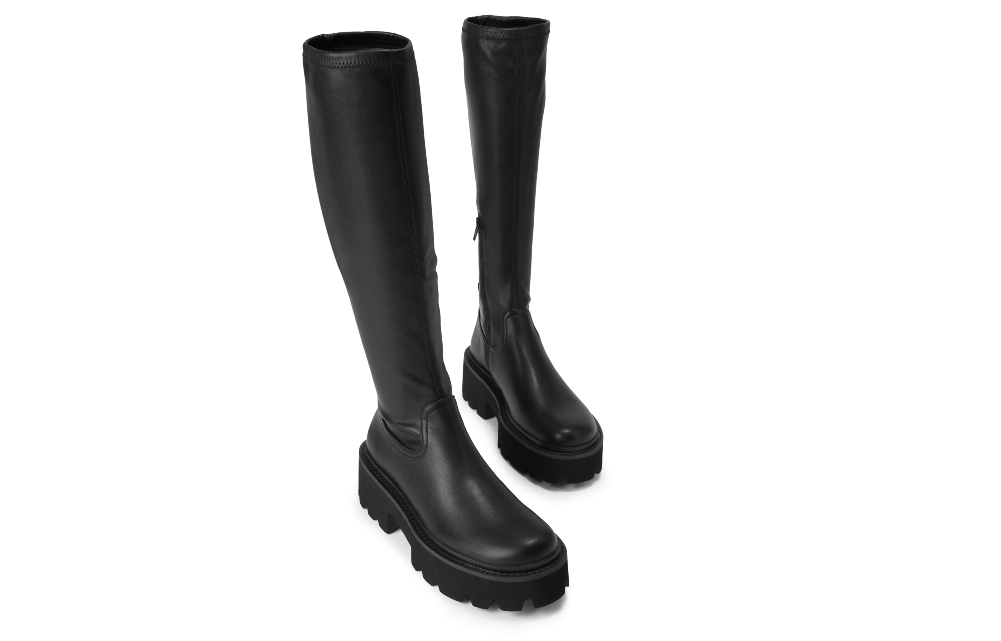 Lookbook CHARLES&KEITH 厚底帥氣拉鍊 瘦瘦高筒靴 女款 黑色