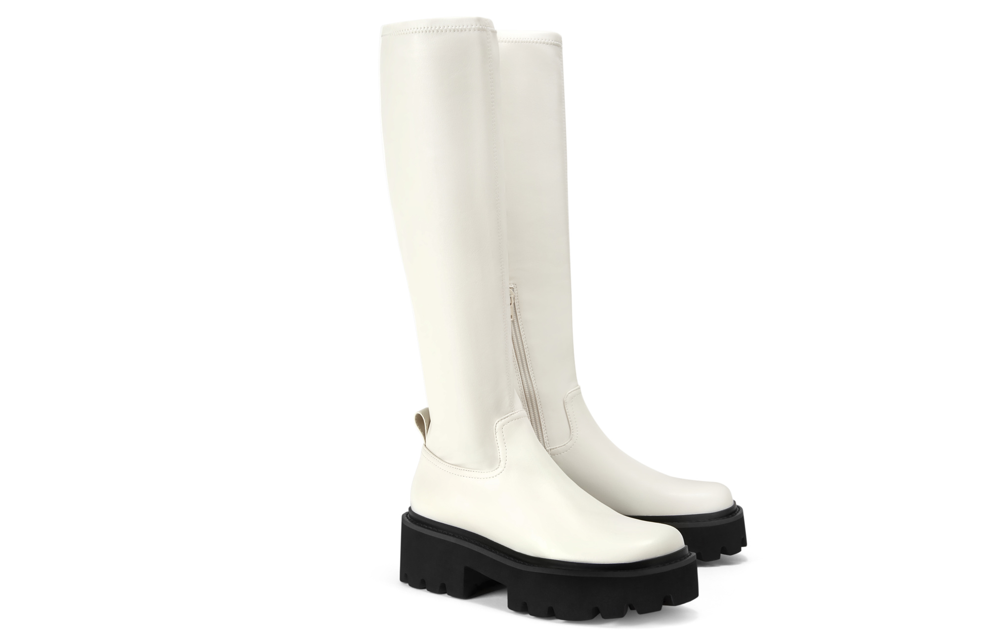 Details for CHARLES&KEITH 厚底帥氣拉鍊 瘦瘦高筒靴 女款 黑色