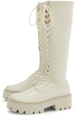 (W) CHARLES & KEITH But Kasut Boot Bertali & Zip Tinggi 'Pink Putih' CK1-90580145_CHALK Order (W) CHARLES & KEITH But Kasut Boot Bertali & Zip Tinggi 'Pink Putih' CK1-90580145_CHALK