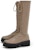 (Women) CHARLES & KEITH Charles & Keith Platform Lace-Up Zip Tall Boots 'Taupe' CK1-90580145_TAUPE