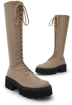 (Women) CHARLES & KEITH Charles & Keith Platform Lace-Up Zip Tall Boots 'Taupe' CK1-90580145_TAUPE Lookbook (Women) CHARLES & KEITH Charles & Keith Platform Lace-Up Zip Tall Boots 'Taupe' CK1-90580145_TAUPE