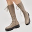 Shop (Women) CHARLES & KEITH Charles & Keith Platform Lace-Up Zip Tall Boots 'Taupe' CK1-90580145_TAUPE