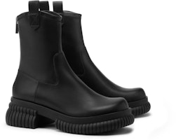 (W) 查尔斯&基斯 黑色丝绒圆头拉链厚底靴 CK1-90580170 Order (W) 查尔斯&基斯 黑色丝绒圆头拉链厚底靴 CK1-90580170