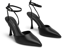 (W) CHARLES & KEITH Tumit Tinggi Runcing Bertali Pergelangan 'Hitam' CK1-60280378 3