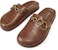 (W) CHARLES & KEITH PU 'Selipar Tumit Rendah Gaya Rantai Besar Coklat' CK1-71680043_AP-BROWN