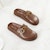 (W) CHARLES & KEITH PU 'Selipar Tumit Rendah Gaya Rantai Besar Coklat' CK1-71680043_AP-BROWN