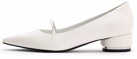 (Women) CHARLES & KEITH PU Ankle-Strap Pointed Mid-Low Heels 'White' CK1-60580232_WHITE (Women) CHARLES & KEITH PU Ankle-Strap Pointed Mid-Low Heels 'White' CK1-60580232_WHITE