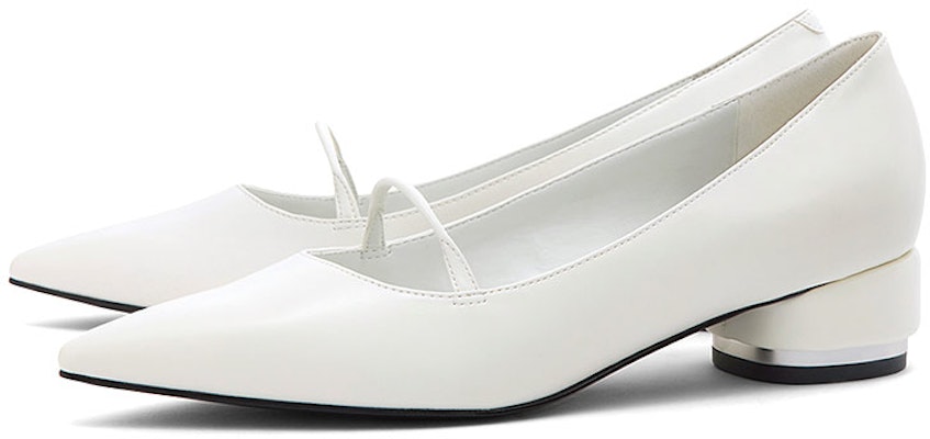CHARLES&KEITH PU一字帶飾尖頭中低跟鞋 3.5cm 女款 白色 Lookbook CHARLES&KEITH PU一字帶飾尖頭中低跟鞋 3.5cm 女款 白色