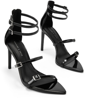 (W) Sandal Tumit Tinggi Jari PU Charles & Keith Ankle Strap 'Fashion Slides' CK1-60280394 Details for (W) Sandal Tumit Tinggi Jari PU Charles & Keith Ankle Strap 'Fashion Slides' CK1-60280394