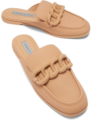 CHARLES&KEITH PU粗鏈條設計平跟拖鞋 女款 Sizing CHARLES&KEITH PU粗鏈條設計平跟拖鞋 女款