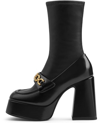 (Women) CHARLES & KEITH PU Chunky Heeled Ankle Boots 'Square Toe Elastic Platform' CK1-90360380 Buy (Women) CHARLES & KEITH PU Chunky Heeled Ankle Boots 'Square Toe Elastic Platform' CK1-90360380