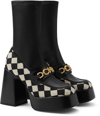(W) CHARLES & KEITH PU Sepatu Boots Hak Tebal 'Jempol Square Elastis' CK1-90360380 Purchase (W) CHARLES & KEITH PU Sepatu Boots Hak Tebal 'Jempol Square Elastis' CK1-90360380