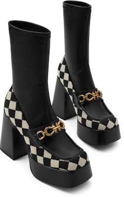 (W) CHARLES & KEITH PU Sepatu Boots Hak Tebal 'Jempol Square Elastis' CK1-90360380 Details for (W) CHARLES & KEITH PU Sepatu Boots Hak Tebal 'Jempol Square Elastis' CK1-90360380
