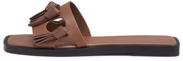 (Women) CHARLES & KEITH PU Color-Block Tassel Square Toe Flats 'Brown Fashion Slides' CK1-70580182_BROWN (Women) CHARLES & KEITH PU Color-Block Tassel Square Toe Flats 'Brown Fashion Slides' CK1-70580182_BROWN