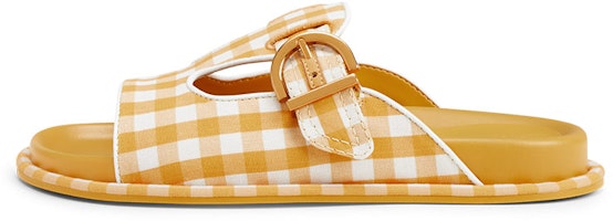 (Women) CHARLES & KEITH PU Colorblock Plaid Slide 'Yellow' CK1-71720036_YELLOW (Women) CHARLES & KEITH PU Colorblock Plaid Slide 'Yellow' CK1-71720036_YELLOW
