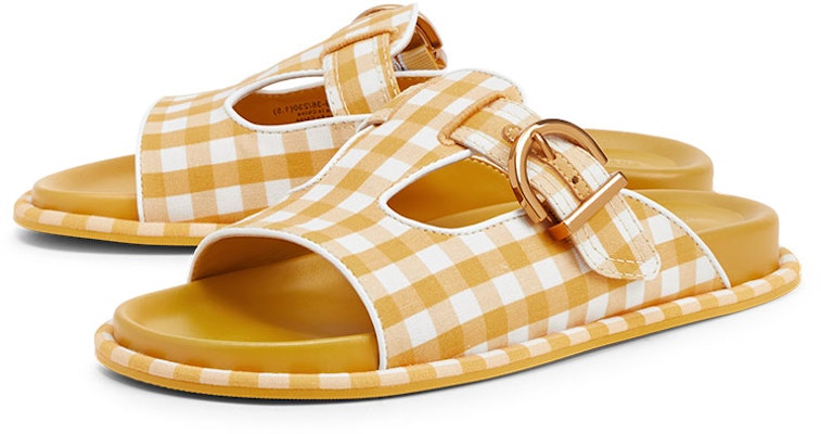CHARLES&KEITH PU拼色格紋休閒拖鞋 女款 黃色 Order CHARLES&KEITH PU拼色格紋休閒拖鞋 女款 黃色
