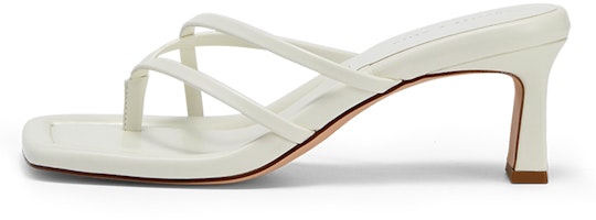 (Women) CHARLES & KEITH PU Cross-Strap Square-Toe Thong Heels 'Fashion White Slides' CK1-60361417_WHITE (Women) CHARLES & KEITH PU Cross-Strap Square-Toe Thong Heels 'Fashion White Slides' CK1-60361417_WHITE