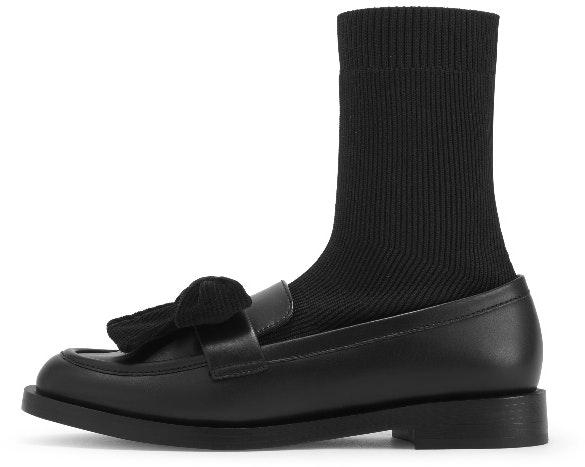 women-charles-and-keith-charles-and-keith-pu-elastic-skinny-ankle-boot-black-bow-loafer-ck-1-90380134