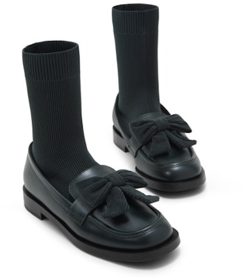 (W) CHARLES & KEITH 블랙 리본 로퍼 앵클부츠 CK1-90380134 3