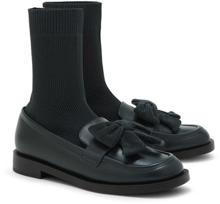 (W) CHARLES & KEITH 블랙 리본 로퍼 앵클부츠 CK1-90380134 2