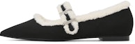 Buy (W) CHARLES & KEITH PU Bulu Tiruan Kasut Mary Jane Hujung Petak 'Kasual Rata' CK1-70580213