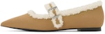 (W) CHARLES & KEITH PU Bulu Tiruan Kasut Mary Jane Hujung Petak 'Kasual Rata' CK1-70580213