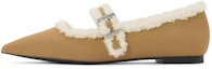 Purchase (W) CHARLES & KEITH PU Bulu Tiruan Kasut Mary Jane Hujung Petak 'Kasual Rata' CK1-70580213