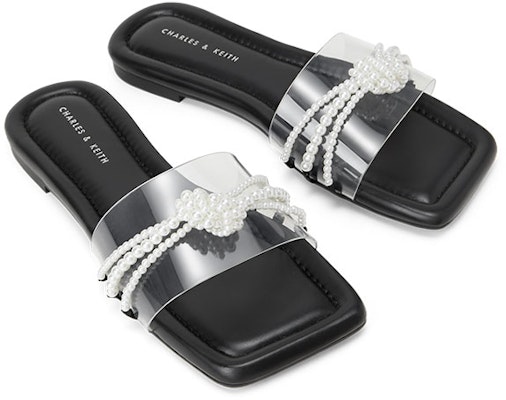 (W) 찰스앤키스 블랙 트위스트 펄 장식 플랫 슬라이더 샌들 CK1-70900384-A_BLACK Lookbook (W) 찰스앤키스 블랙 트위스트 펄 장식 플랫 슬라이더 샌들 CK1-70900384-A_BLACK