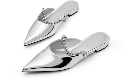 (W) CHARLES & KEITH Mule Plateado con Cadena y Gema - Punta en Forma. CK1-70900437 Lookbook (W) CHARLES & KEITH Mule Plateado con Cadena y Gema - Punta en Forma. CK1-70900437