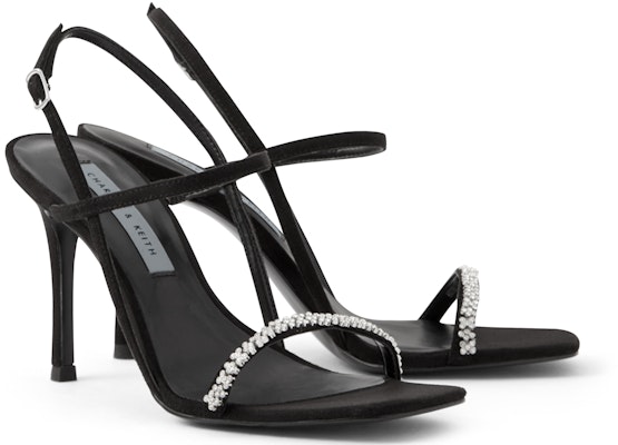 (W) CHARLES & KEITH Sandal Hak Tinggi Hitam PU Berlian Mutiara Kotak Toe CK1-60361322_BLACK Order (W) CHARLES & KEITH Sandal Hak Tinggi Hitam PU Berlian Mutiara Kotak Toe CK1-60361322_BLACK