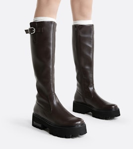 (W) CHARLES & KEITH PU High-Top Boot 'Platform Rider Samping Zip Sederhana' CK1-90380145 Cheap (W) CHARLES & KEITH PU High-Top Boot 'Platform Rider Samping Zip Sederhana' CK1-90380145