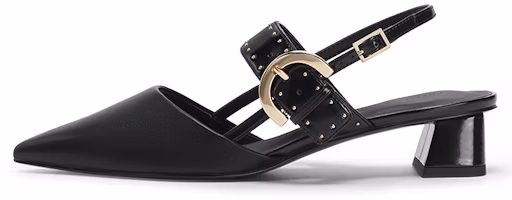(Women) CHARLES & KEITH PU Metal Buckle Pointed Toe Block Heel 'Black' CK1-60580246_BLACK (Women) CHARLES & KEITH PU Metal Buckle Pointed Toe Block Heel 'Black' CK1-60580246_BLACK