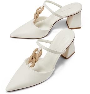 CHARLES&KEITH PU 金屬鏈飾高跟穆勒鞋涼鞋 時尚涼拖 女款 Lookbook CHARLES&KEITH PU 金屬鏈飾高跟穆勒鞋涼鞋 時尚涼拖 女款