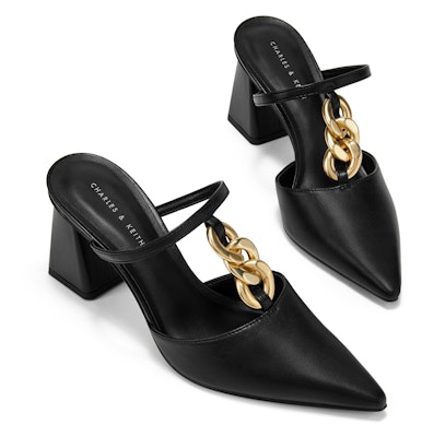 CHARLES&KEITH PU 金屬鏈飾高跟穆勒鞋涼鞋 時尚涼拖 女款 Purchase CHARLES&KEITH PU 金屬鏈飾高跟穆勒鞋涼鞋 時尚涼拖 女款