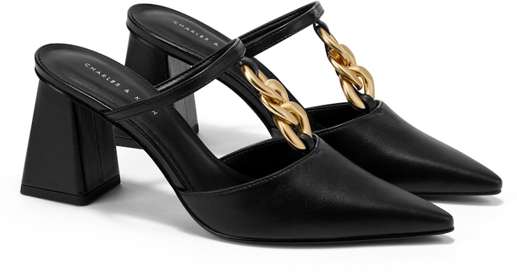 CHARLES&KEITH PU 金屬鏈飾高跟穆勒鞋涼鞋 時尚涼拖 女款 Details for CHARLES&KEITH PU 金屬鏈飾高跟穆勒鞋涼鞋 時尚涼拖 女款