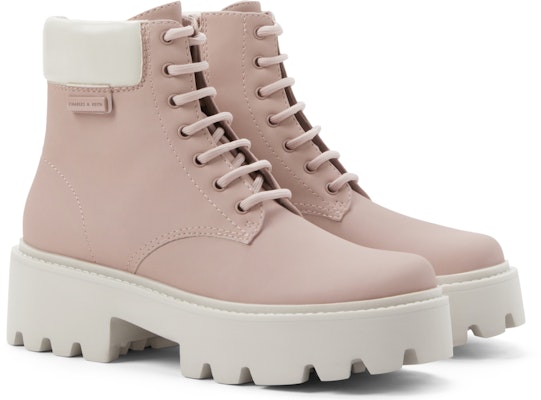 (Women) CHARLES & KEITH PU Platform Lace-Up Biker Booties 'Mustard Yellow Martin' CK1-90380143 2